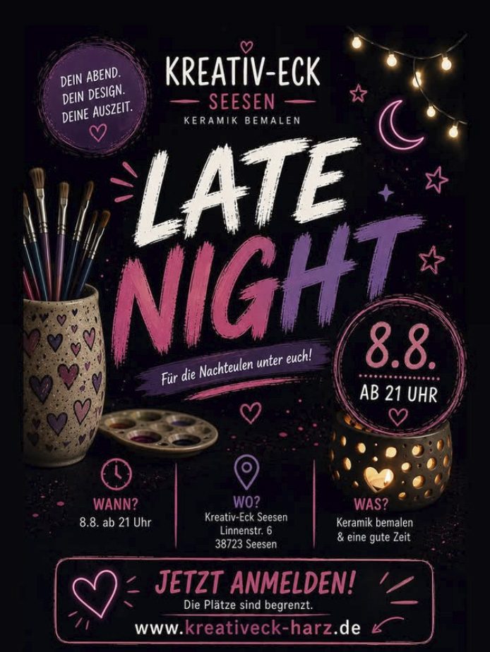 Flyer Late Night Painting am 08.08. ab 21 Uhr