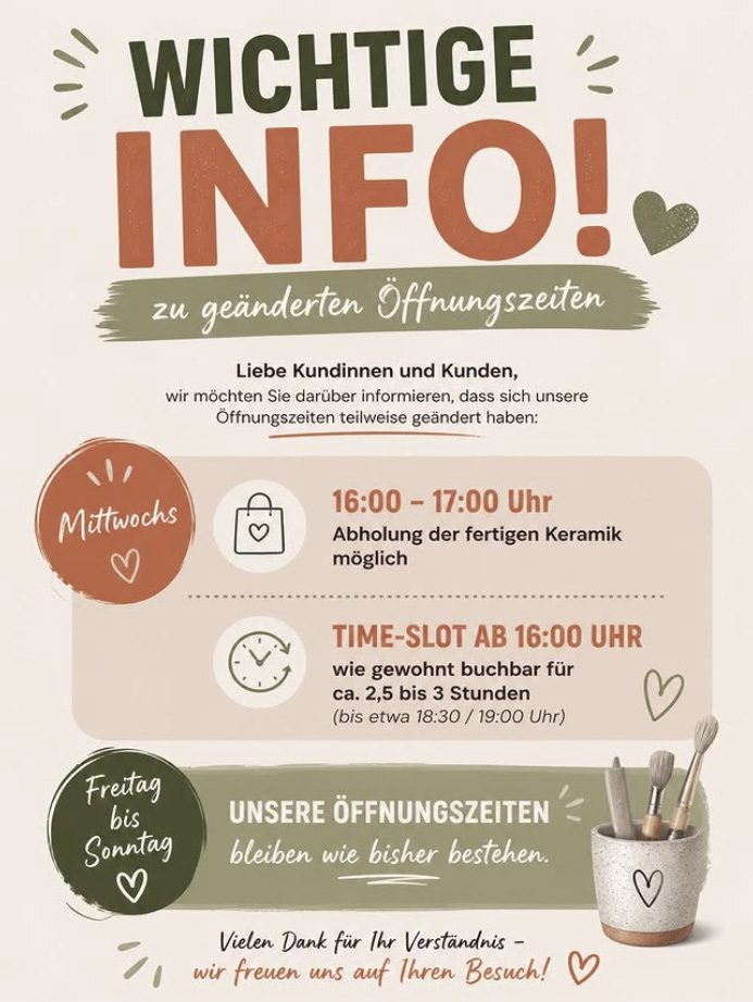 Flyer Wichtige Info zu geänderten Öffnungszeiten