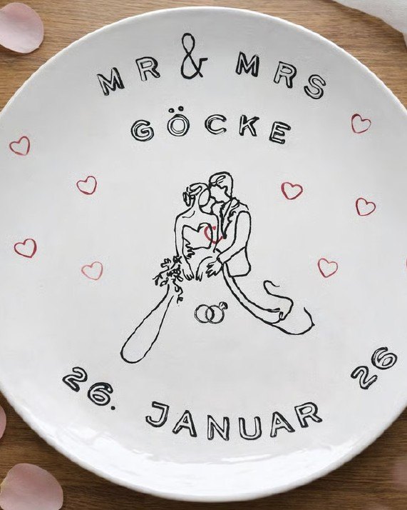 Bemalter Teller zur Hochzeit