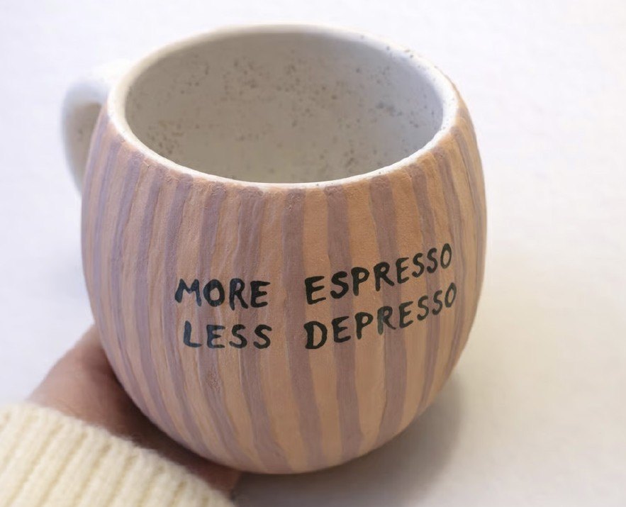 Bemalte Tasse mit Spruch